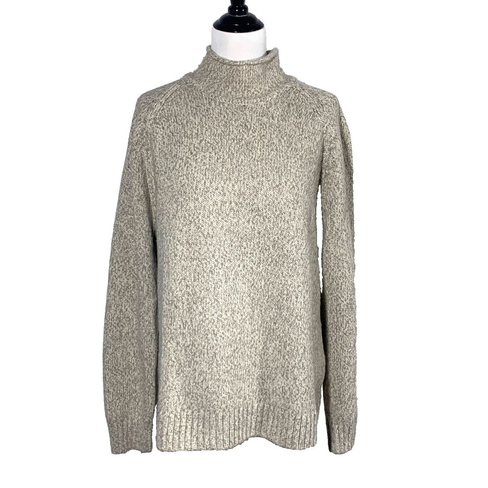Abercrombie & Fitch Wool Blend Fisherman Beige Sweater Roll Neck Women Size XL